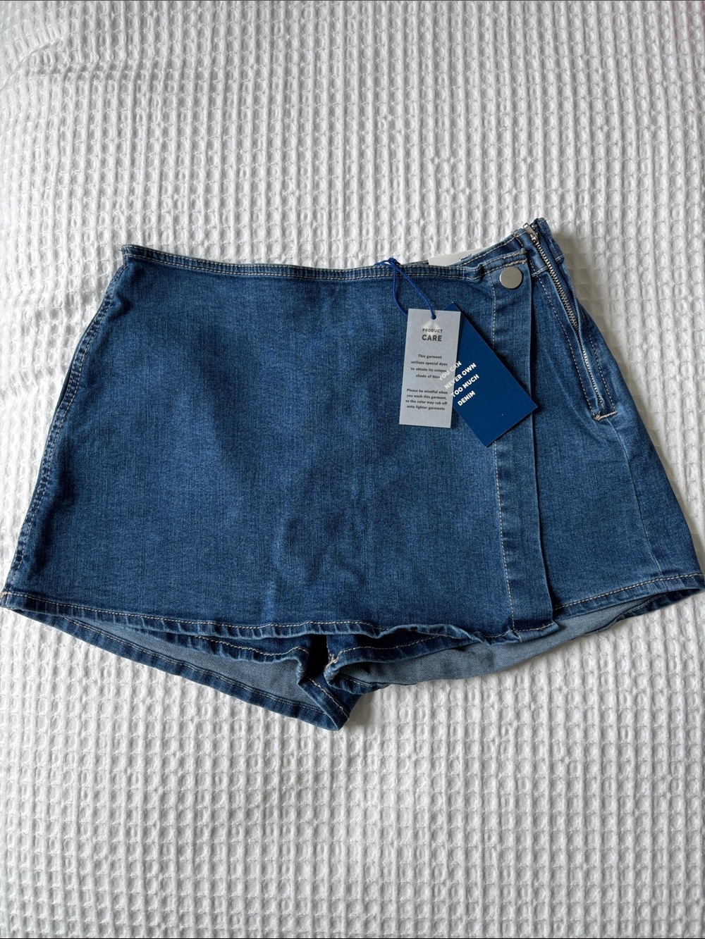 Denim Wrap Front Women’s Shorts - Blue